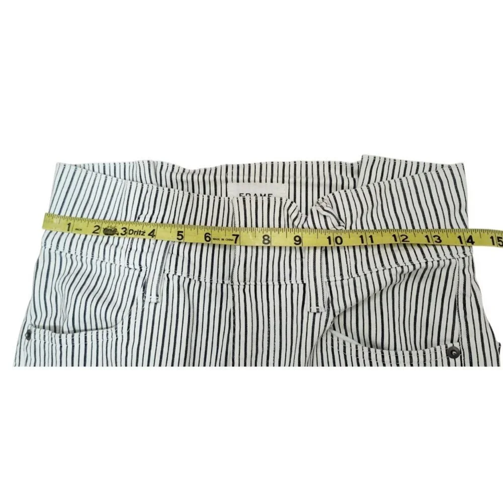 Frame Jeans Womens Size 28 Black White Railroad Stripe Belted Pleated Paperbag - Picture 8 of 11